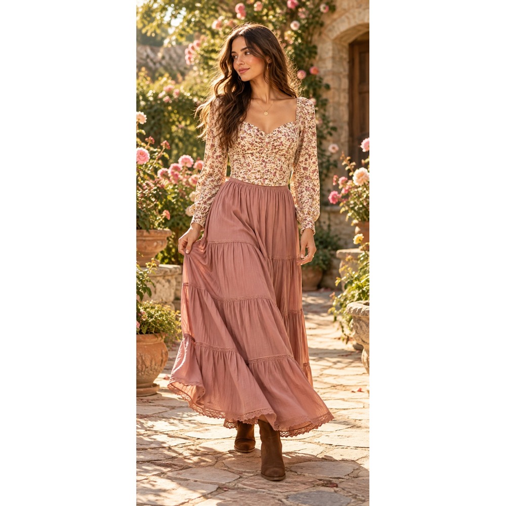 ASTR Boho Floral Puff Sleeve Going Out Top Size S NWT Romantic Crop Regency